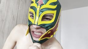 Latino Gay Guy Models His Mask and Puts on a Spectacular Show