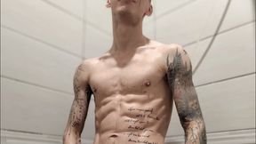 The alpha male washes and shaves