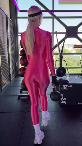 Shiny spandex cat suit fuck