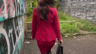 Polish mommy has to polish his cock in public today