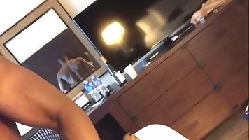 Chubby brunette, Danja is eagerly sucking a big, black dick and getting fucked from behind