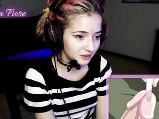 18yo youtuber gets lewd watching anime during the stream and masturbates - Emma Fiore