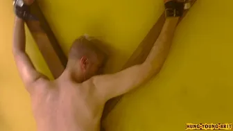 Fit Hung Young Brit Twink Tied to Cross for Raw Stranger Gangbang Bukkake
