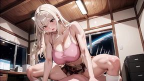 ai · explosive hentai home office session – silver-haired big tits dripping madness