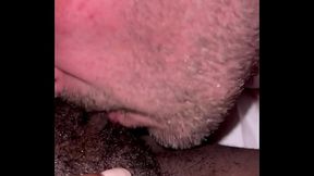 Interracial, white guy licks fat black pussy, wet female orgasm