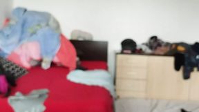 Amateur wife has fun trying on clothes that she cuts  Amateur wife dances naked around the house