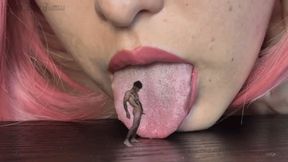 Giantess Blowjob and VORE domination for captured tiny man