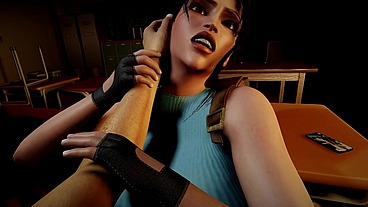 Classic Lara Croft riding cowgirl - Tomb Raider Parody