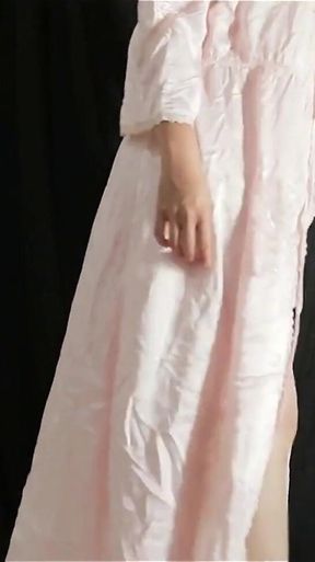 Indonesian Girl with a Big Butt Trying on a New Satin Dress, Latest Viral Indonesian Porn