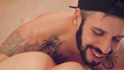 Bearded inked guys are having wild sex in the morning