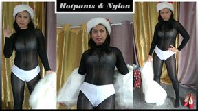 Shiny Nylon Santa - Hotpants Tease Part 1 - 4K