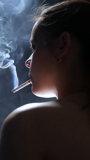 A Little Bit Naked Smoking Girl