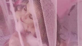 ”Adorable teen goes solo masturbating in her bed”