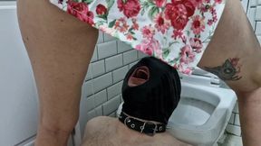 Pissing. Toilet Slave. Dominatrix Pisses In The Mouth And On The Body Of Her Slave