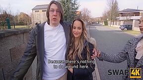 Banged A Girl With Large Breasts In A Threesome While Her Boyfriend Was Taking A Shower 19 Min