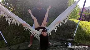 My Asian Neighbor Helps Me Test My Hammock... It Ends In Orgasm And Creampie