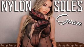 Nylon Soles Goon - Foot Fetish Goddess Emily Marilyn Edging your Cock Fully Fashioned Stockings Leg Feet JOI Shoe Dangle