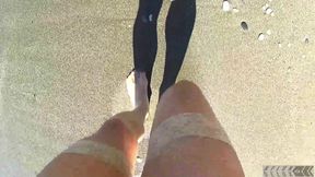 Nude stocking on the beach