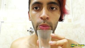 filling a cup with spit and jerking off with it until i cum - camilo brown