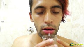 filling a cup with spit and jerking off with it until i cum - camilo brown