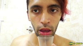 filling a cup with spit and jerking off with it until i cum - camilo brown