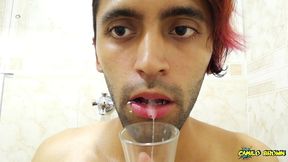 filling a cup with spit and jerking off with it until i cum - camilo brown