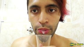 filling a cup with spit and jerking off with it until i cum - camilo brown