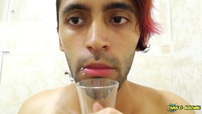 filling a cup with spit and jerking off with it until i cum - camilo brown