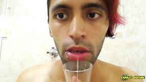 filling a cup with spit and jerking off with it until i cum - camilo brown