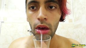 filling a cup with spit and jerking off with it until i cum - camilo brown