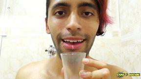 filling a cup with spit and jerking off with it until i cum - camilo brown