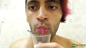 filling a cup with spit and jerking off with it until i cum - camilo brown
