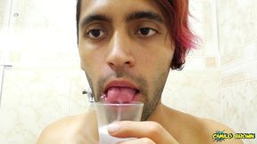 filling a cup with spit and jerking off with it until i cum - camilo brown