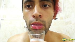 filling a cup with spit and jerking off with it until i cum - camilo brown