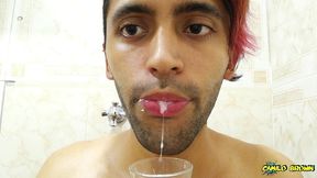 filling a cup with spit and jerking off with it until i cum - camilo brown