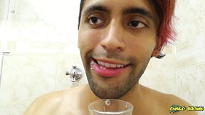 filling a cup with spit and jerking off with it until i cum - camilo brown