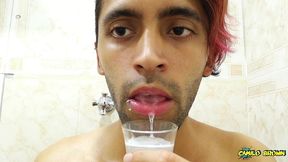 filling a cup with spit and jerking off with it until i cum - camilo brown