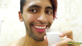 filling a cup with spit and jerking off with it until i cum - camilo brown