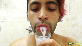 filling a cup with spit and jerking off with it until i cum - camilo brown