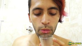 filling a cup with spit and jerking off with it until i cum - camilo brown