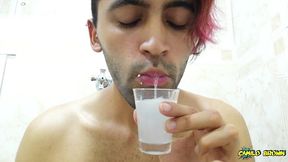 filling a cup with spit and jerking off with it until i cum - camilo brown