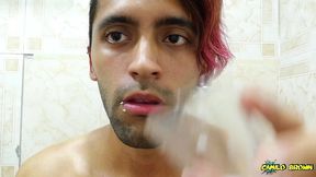 filling a cup with spit and jerking off with it until i cum - camilo brown