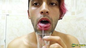 filling a cup with spit and jerking off with it until i cum - camilo brown