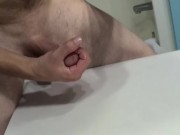 My Lubed Up Fat Thick Girthy Cock And Saggy Balls Getting Played With