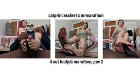 4 nuts! Watch my face as i he shoots cum back to back, another Footjob Marathon, hot Milf with glasses, Catprincess and muscly footboy, MrMarathon, size 9 milf feet, full figure pov, bbc on mature feet, all 4 nuts