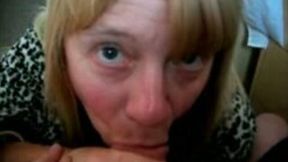 Wrinkled mature blond haired neighbor gave me blowjob on my cam
