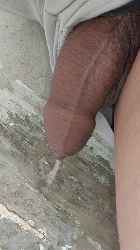 Indian Big Black Cock Boy Pissing on Rooftop