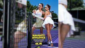 Petite babes, Melissa Moore & Riley Reid, are taking tennis lessons but would rather go back to your place & play with you