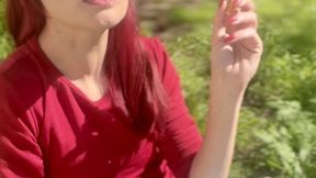 Casual Backyard Cigarette - Redhead Smoker in Jeans