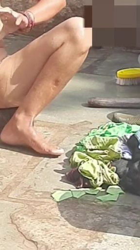 Spectacular moment from &quot;In the village&#039;s desi public bathroom, stepsister Puri is seen naked and pussy torn, fingers are&quot;